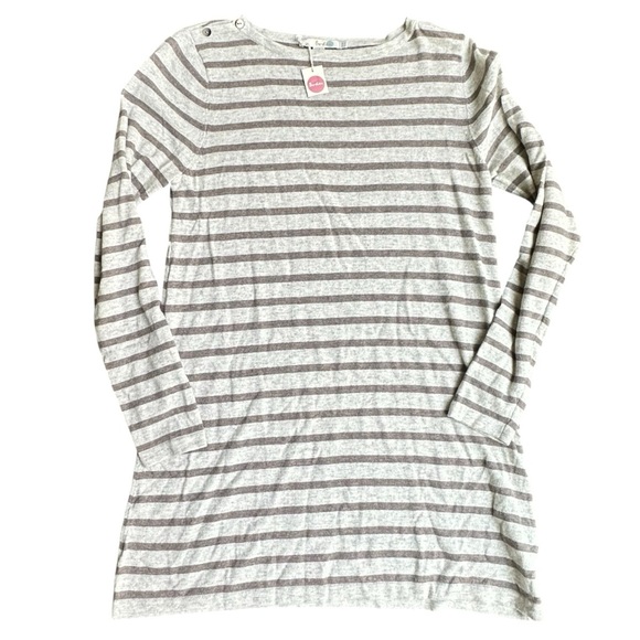 Boden NWT Gray Stripe Tunic Sweater Sz 10 Lightweight Cashmere Blend - Picture 1 of 6